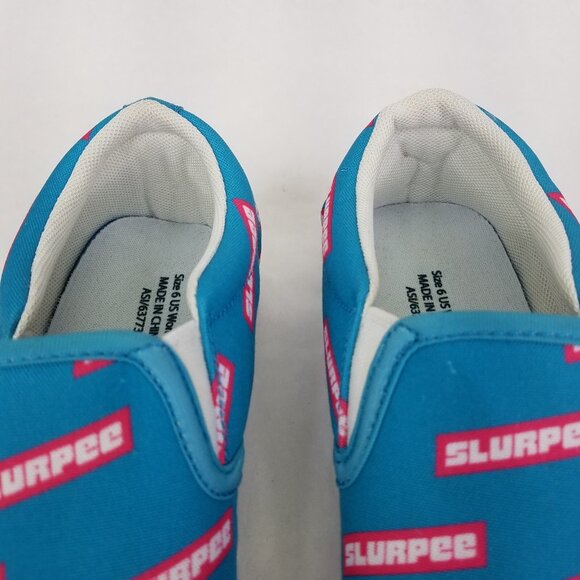 7-Eleven Slurpee Logo Slip-On Shoes Womens Size 6 Aqua Blue Pink Fashion Sneaker - Picture 11 of 12